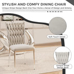 Velvet Dining Chairs Set of 6, Modern Woven Kitchen Chairs with Silver Metal Legs, Upholstered Cushion with High Back, Dirt Resistance, Easy to Install, for Living Room, Dining Room - Light Grey