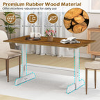 Giantex 55" Dining Table for 4-6, Farmhouse Kitchen Table with H-Shaped Rubber Wood Leg, Adjustable Foot Pads, Rectangular Wood Dinner Tables for Dining Room, Home Office, Living Room, Dinette