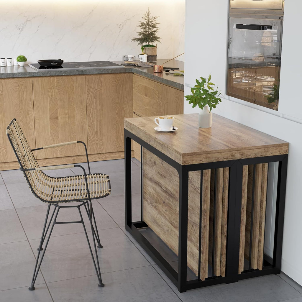 Lasageldar 118" Extendable Dining Table for 2-10 People, Modern Space-Saving Wood Dinner Table for Kitchen Dining Living Room Outdoor Patio (Accent Oak)