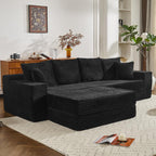 106" Modular Cloud Sofa Couch Convertible Sectional with High Density Foam, 4-in-1 Sofa Bed/Tatami/L-Shape Couch, No Assembly Required Black Couch