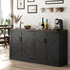 Sideboard Buffet Cabinet with Storage - 65 Inch Farmhouse Kitchen Pantries Sideboard Cabinets with Adjustable Shelves, Wooden Coffee Bar Cabinet Buffet Table for Kitchen, Dining Room, Black