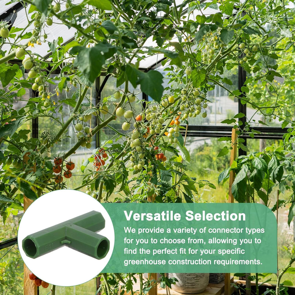 4 Pcs 11mm Greenhouse Frame Building Connectors, 3 Way Flat Pipe Fitting for Grape Trellis/Sunscreen Shed/Gardening Plant Stakes, Greenhouse Accessories [Green]