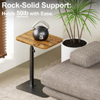 TV Tray Table Adjustable Height Swivel Couch Table with Heavy Metal Base | Slides Under Sofa, C-Shaped Side Table for Living Room, Bedroom, Bathroom, Study, and Small Spaces