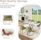 Velvet Dining Chairs Set of 2, Upholstered Dining Room Chairs with Silver Metal Legs, Modern Kitchen Side Chairs Reading Chair (Light Green+Golden, Set of 2)