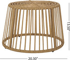 Boho Style Polyethylene Rattan Side Table, Cage Frame Structure with Tightly Wrapped Handcrafted Wicker
