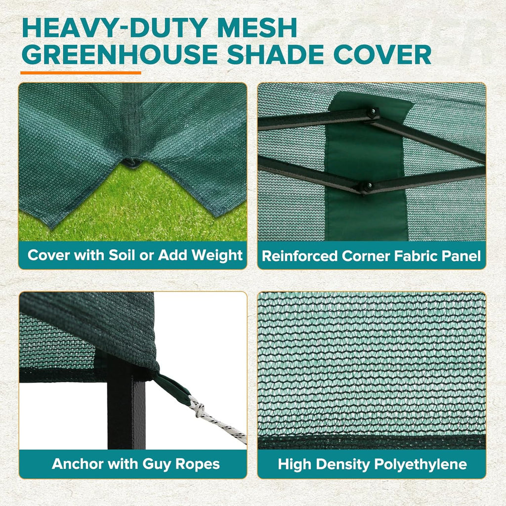 EAGLE PEAK Replacement Mesh Cover for 12x8 Portable Walk-in Pop up Greenhouse, Front and Rear Zippered Entry Doors (Frame Not Included), Green