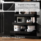 71" Tall Kitchen Pantry Cabinet, Freestanding Pantry Storage Cabinet with 3 Pull Out Organizers, 6 Door Shelves & 2 Drawers, Farmhouse Embossed Texture Cupboard for Kitchen, Dining Room, Black