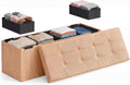 SONGMICS Home Ottoman with Storage, Removable Lid, Folding Storage Chest, Easy Assembly, for Entryway, Bedroom, Living Room, 15.2 x 43.2 x 15.2 Inches, Corduroy, Light Orange