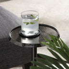 Kate and Laurel Sanzo Modern Pedestal Side Table; 9 x 9 x 23; Pewter; Decorative End Table with Hammered Tabletop