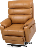 DYNOX 400 LBS Genuine Leather Big Tall Man Large-Wide Power Dual Motor Lift Recliners Chairs for Elderly, Lay Flat with Heat, Massage & Extended Footrest(9298L,Camel)
