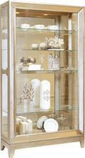 Hardwood Antique Style 5 Shelf Mirrored Curio Cabinet in Aged Silver Finish