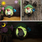 Resin Garden Gnome Statue Outdoor, Luminous Fairy Garden Gnome Reading Book Figurine and Butterfly Decoration 4.73in Luminous Elf Peeker Yard Art Sculpture Home Decor for Patio Yard Mother