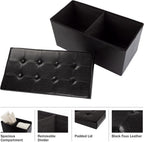 Lavish Home Storage Ottoman - 30-Inch Folding Faux Leather Footrest, Linen Chest, or Bench with Removable Bin for Living Room or Bedroom (Black)