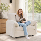 Korser Oversized Accent Chair, 39.3" Wide Arm Chairs for Living Room & Bedroom, Modern Lounge Chair, Upholstered Mid-Century Reading Chair, Comfy Living Room Chair, Single Sofa Chair, Chenille, Beige