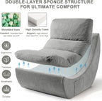 Comfy Reading Chair for Adults, Modular Sectional Sofa Bean Bag Chair, Cloud Couch Style with High Rebound Foam, Single Seat Compressible Sofa for Living Room & Bedroom, Grey