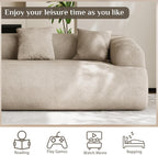 91" Couch,Cloud Couch,Chenille Curved Sofa with 3 Seater and 3 Pillows, Modern Compression Sofa for Living Room, Bedroom and Apartment, No Assembly Required, Light Brown