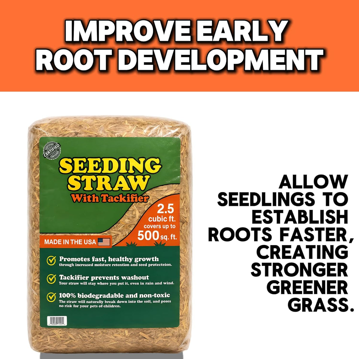 Seeding Straw with Tackifier, 2.5 cu ft (Covers up to 500 Square Feet)