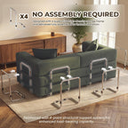GRUSIGN 78 Inch Convertible Sofa Bed, 5-in-1 Futon Sofa Bed Pull Out Couch, Couch Bed for Living Room, Corduroy Couches for Bedroom, Apartment, No Assembly Sleeper Sofa Bed, Green