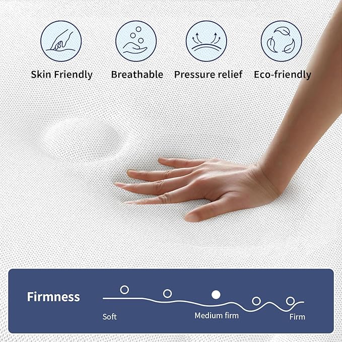 Twin Mattress, 12 Inch Twin Hybrid Mattress for Kids, Twin, Fiberglass Free, Medium Plush, Foam and Spring Hybrid Mattress for Motion Isolation, Pressure Relief & Edge Support, Mattress in A Box