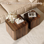 Nesting Coffee Table Set of 2, Modern Coffee Table and End Table Sets, Small Wooden Nesting Side Tables for Living Room Bedroom Apartment(Walnut)