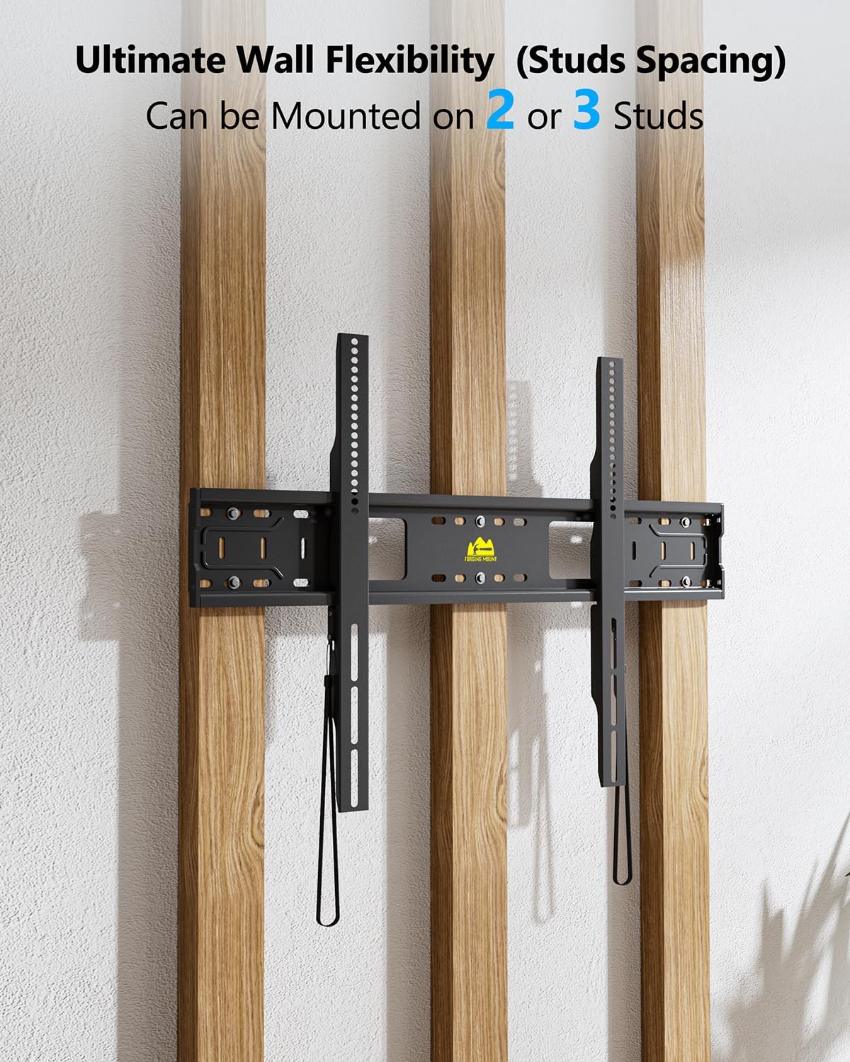 FORGING MOUNT Heavy Duty Fixed TV Wall Mount Holds up to 275Lbs for 50-120 inch TVs 3-Stud Low Profile TV Mount Ultra Slim Universal Bracket Fits 16"/18"/24" Studs MAX VESA 900x600mm- Easy DIY Install