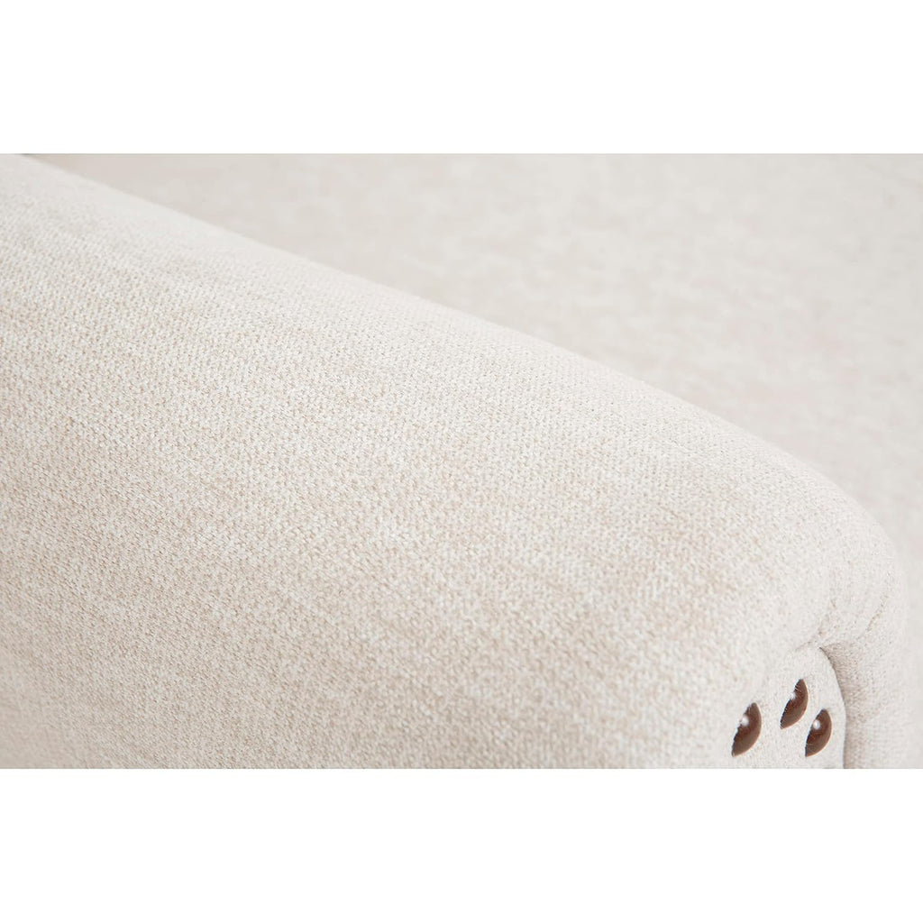 Evolur Vienna Swivel Glider with Nailhead Trim in Sweet Cream, Made from Sturdy and Sustainable FSC-Certified Wood, Easy to Assemble and Maintain, Features 360° Swivel Motion