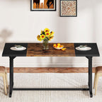 HOOBRO Dining Table, Wooden Kitchen Table for 4-6, Rectangular Dining Room Table with Sturdy Metal Legs, Long Dinner Tables with Large Tabletop for Living Room Kitchen, Rustic Brown and Black BF20CZ01