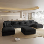 Cloud Couch for LivingRoom,190" U Shaped Modular Sectional Couch with Storage Ottoman,Down Filled 9 Seater Convertible Sleeper Sofa Bed Oversized Furniture,Black