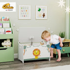 Qaba Toy Box with Lid Safety Hinges for Kids 24" L x 15" W x 15" H Green | Toy Chest, for Boys Girls, Storage Organizer, Living Room, Playroom, Nursery, Bedroom