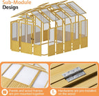 Jocisland 6x8x6.5 Ft Wooden Greenhouse, Pre-Assembled Solid Cedar Frame, Walk-in Design, Lockable Door, Adjustable Roof Vents, Polycarbonate Panels for Outdoor, Garden, Backyard