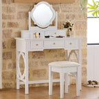 GOWE Vanity Table Set White Modern Contemporary Comfortable Upholstered for Living R...