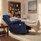 MCombo Power Lift Recliner for Elderly, Fabric 7287 (Navy Blue, Medium)