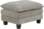 Lexicon Chenille Upholstered Rectangle Ottoman, Foot Stool, Black Faux Wood Feet, Durable Frame, Large Padded, Modular Sectional Couch Add Ons for Living Room, Bedroom, Assembly Required, Dark Pewter