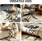 Small Folding Table, Height Adjustable in 2 Seconds with 4 Settings, Ultra-Thin 3" Foldable Design, No Assembly Required, Black 26-Inch TV Tray Laptop Desk for Picnic, Indoor/Outdoor Use, 1 Pack