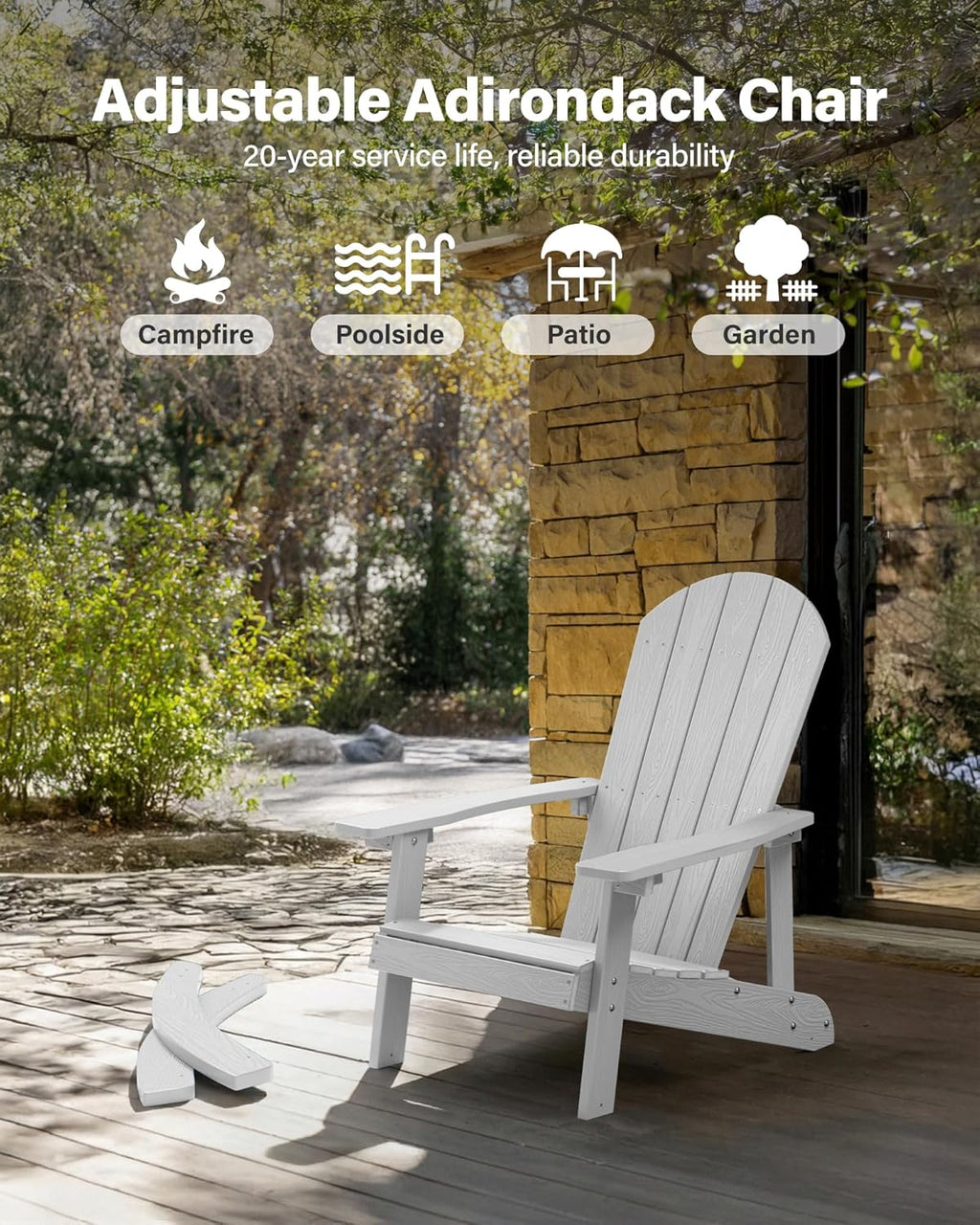 YEFU Outdoor Rocking Chair,Adirondack Rocking Chair,Patio Rocker Chair with Wide Back,Oversized Rocker Chair Look Like Real Wood, for Lawn, Porch, Backyard, Indoor and Garden(White)
