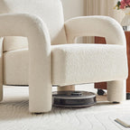 33.5" Modern Accent Chair, Velvet Single Sofa for Living Room,Comfy Arm Chair Leisure Armchair Single Sofa Chair with Curved Arm for Living Room, Apartment,Bedroom,Beige
