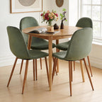 Small Dining Table Set for 4, Modern Round Dining Table with 4 Velvet Dining Chairs in Metal Legs, Easy Assembly for Compact Spaces - Green