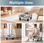 Joveco Small Foot Rest Stool Ottoman, Square Upholstered Fabric Footstool for Couch, Under Desk, Office, Living Room, Blue Floral