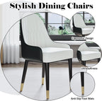 AF ARTISAN FURNITURE Black White Dining Chairs Set of 2 with High Backs Mid Century Modern Kitchen Dining Room Chairs PU Faux Leather Upholstered Large Padded Accent Chair with Legs