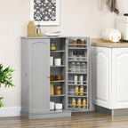 41" Paper Gray Kitchen Pantry Cabinet Freestanding Vertical Cupboard with Double Doors 5-Tier Interior Shelves & 12 Door Racks Adjustable Storage