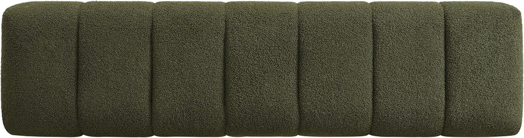 Christopher Knight Home Manila 64" Boucle Dining Bench, Upholstered Ottoman Bench, Rectangular Dining Seat, Spacious Seating, Long Footstool for Living Room Dining Room, No Assembly Needed, Green