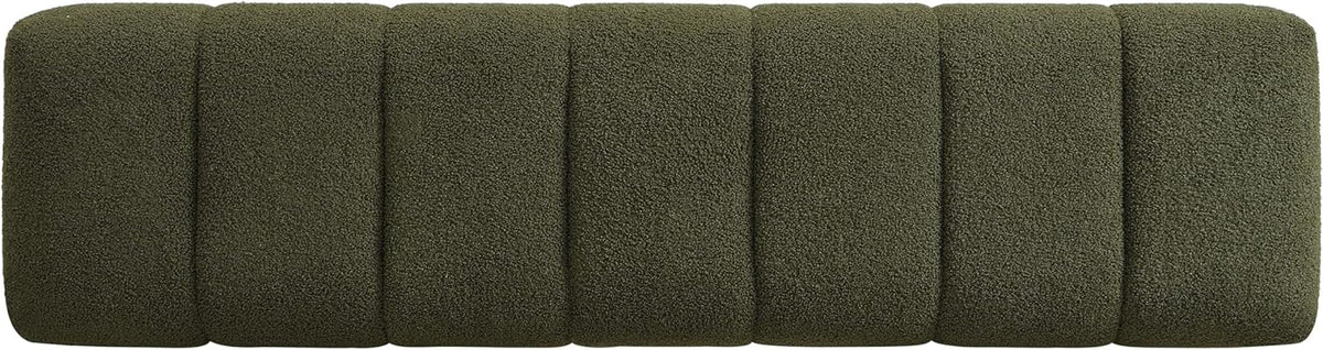 Merax 64" Upholstered Boucle Dining Bench Entryway End of Bed Ottoman Bench for Living Room Bedroom Dining Room, Wood Leg, Bear 300 LBS, No-Assembly (Green)