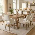 7-Piece Farmhouse Wooden Dining Room Table Set for 6, 59" Reclaimed Wood Dining Table with Upholstered Chairs, Solid Wood Kitchen Table & Chair Set for Dining/Kitchen Room, Brown