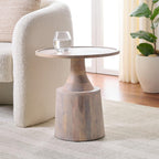 SAFAVIEH Home Collection - Javier Accent Table with Whitewashed Solid Wood Finish, Modern Round Side Table (ACC3257A)
