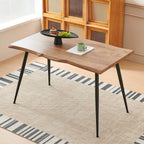 Modern 47 Inch Dining Table, Irregular Rectangle Kitchen Table for 4-6 People, Home Kitchen Table with Engineered Wood Tabletop and Metal Legs for Dining Room, Living Room