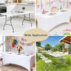 1 Set 6 FT Rectangle Folding Table with Carrying Handle, Lightweight Fold-in-Half Utility Table, with Matching White Stretch Spandex Covers, Ideal for Weddings, Parties, Camping, Banquets.
