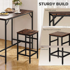 HOMCOM 5-Piece Industrial Dining Table Set, Bar Table Chair Set Black/Brown | 4 Stools Included, Space Saving, Pub & Kitchen
