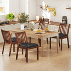 Giantex Wooden Dining Chairs Set of 2, PU Leather Upholstered Kitchen Chairs w/Rubber Wood Frame, Padded Seat, Slatted Backrest, Farmhouse Dining Side Chairs for Dining Room, Living Room