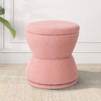 EazeHome Round Ottoman with Storage, 360° Swivel Boucle Ottoman Vanity Stool, Upholstered Footstool with Storage Removable Lid, Modern Footrest Coffee Table for Living Room, Dorm, Makeup Room, Pink
