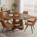 Extendable Round Dining Table Set for 4-6, 5-Piece Oval Kitchen Table with Hidden Storage, Wooden Dining Table Set with Upholstered Chairs for Small Spaces, Apartment